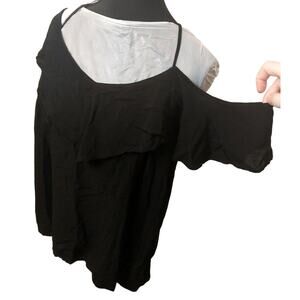 Old Navy Black Cold Shoulder Short Sleeve Spaghetti Strap Shirt Top Womens Large